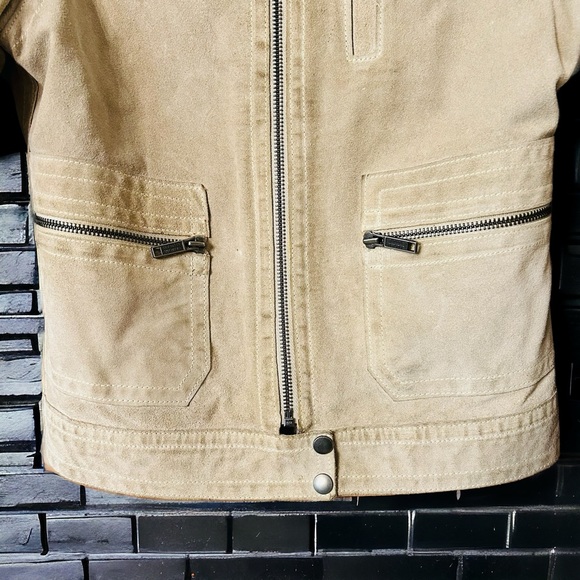 Banana Republic Cream Tan Suede Leather Moto Jacket | Size PXS | - Picture 3 of 16
